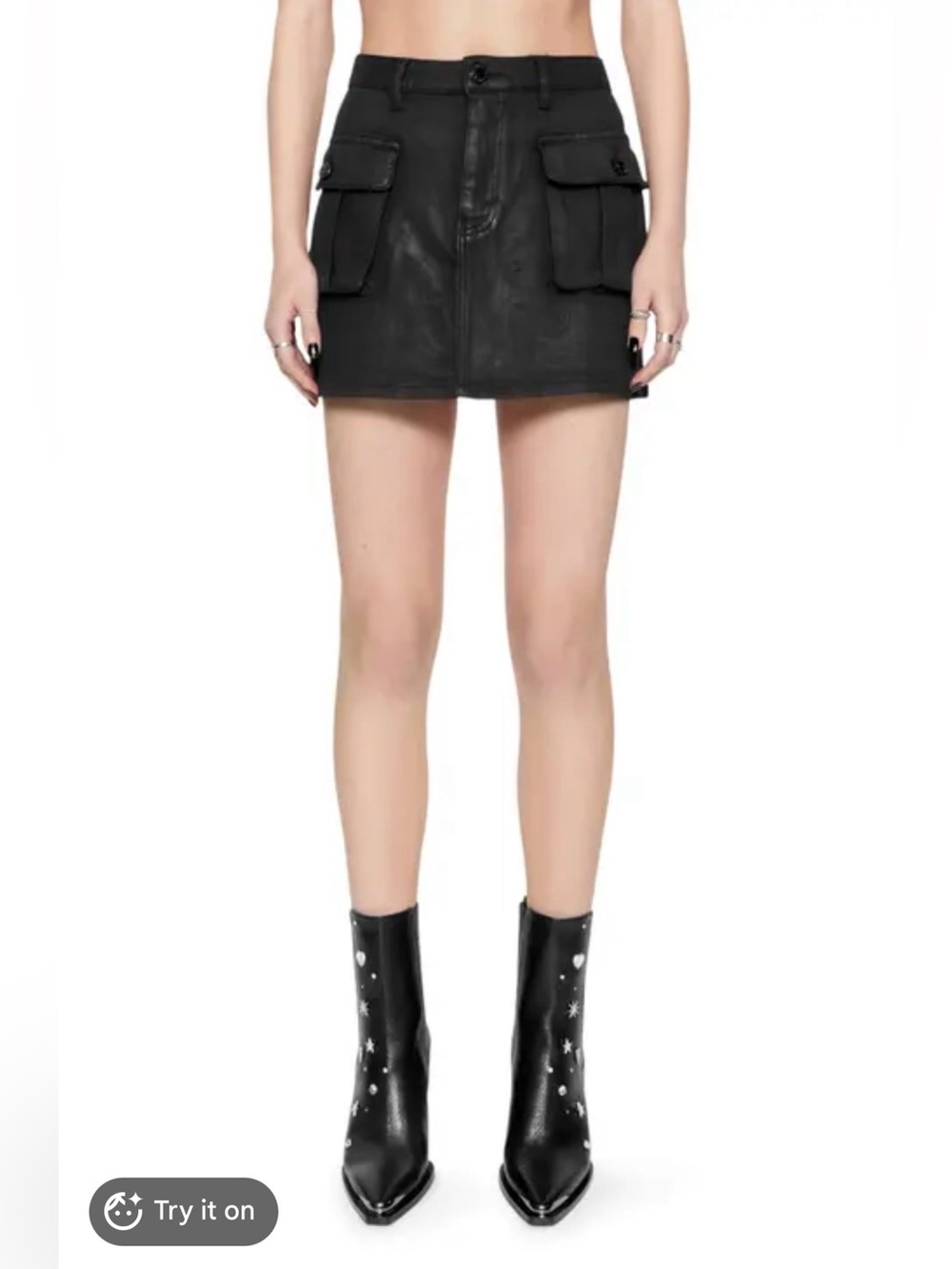 Rebecca Minkoff Denim Cargo Mini Skirt Black Size 24 NWOT